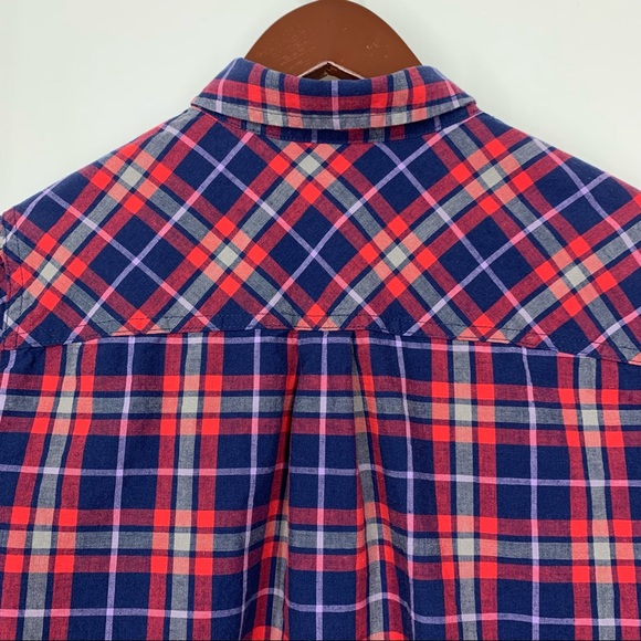 J. Crew Boy Fit Gingham Plaid Long Sleeve Button Down Shirt Blue Red Purple - Picture 7 of 13